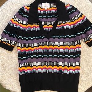 Cinq a sept Colorful Striped Knit Top